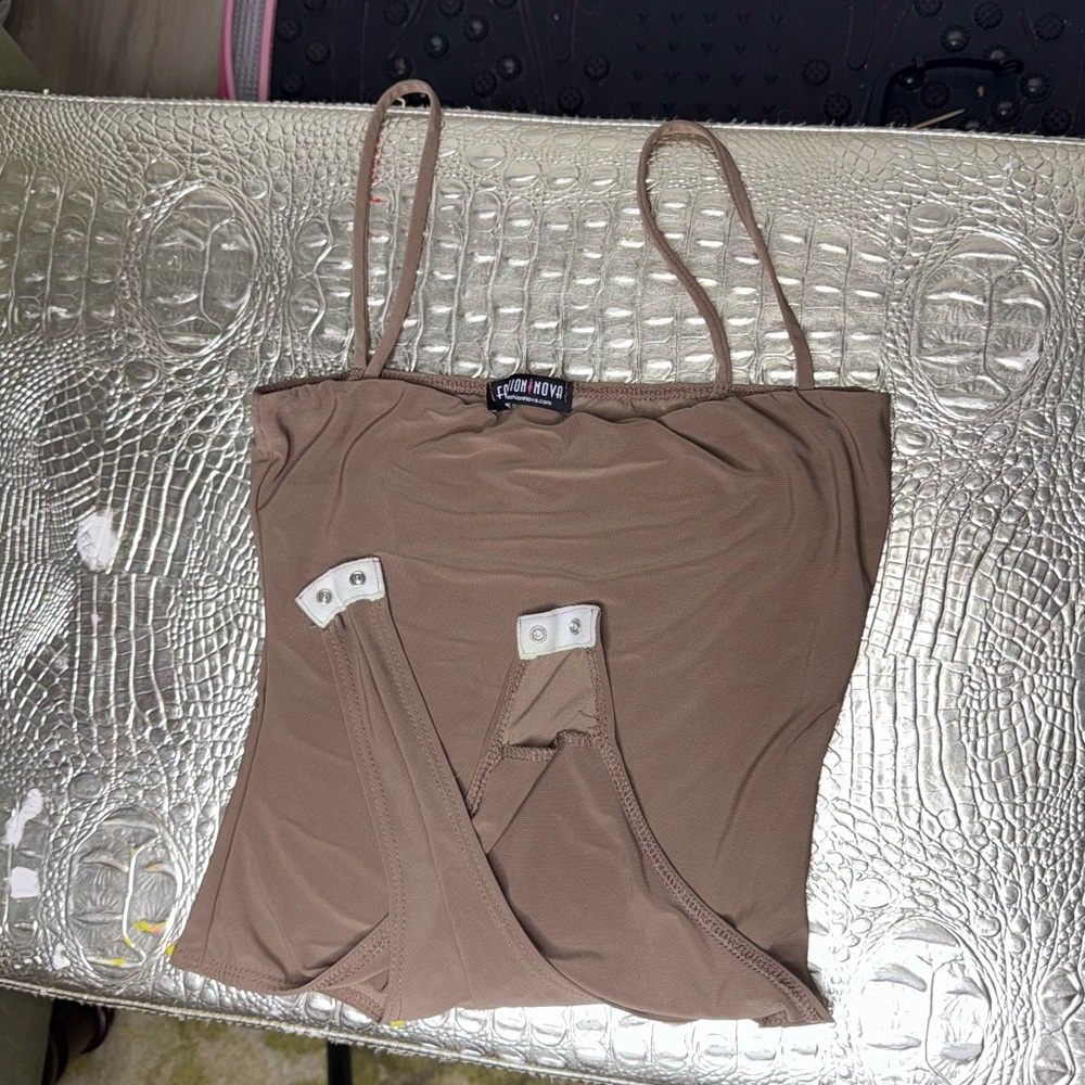 Fashion Nova Taupe Spaghetti Strap Bodysuit - Size S - Picture 4 of 4